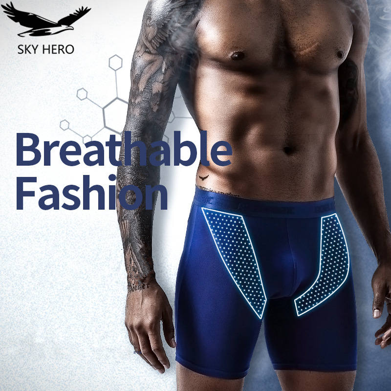 Long Leg Trunk Men - Caleçons longs en maille pour hommes,