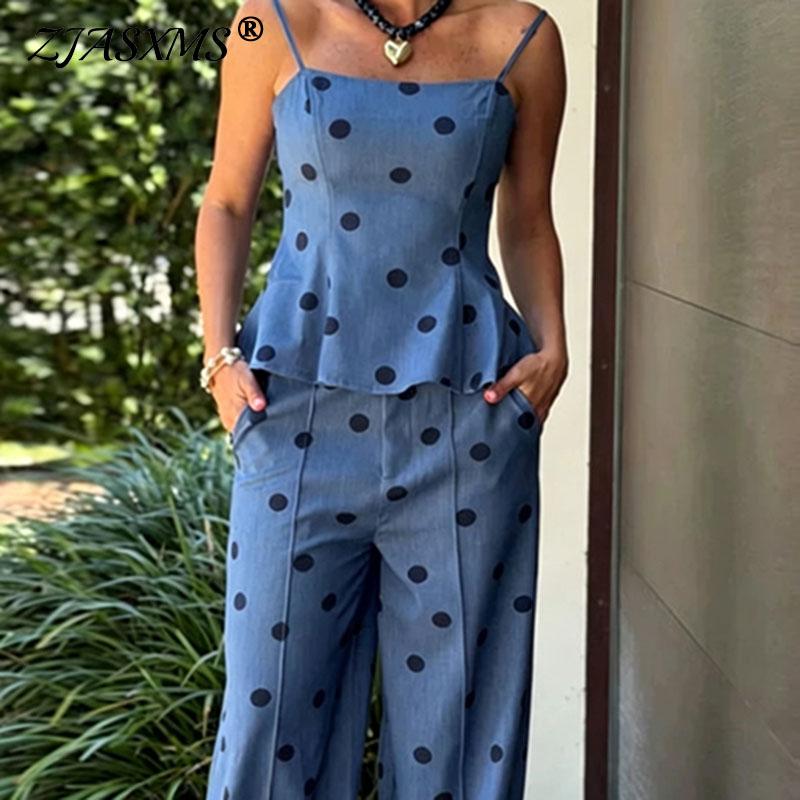Suspender Tank Top - Ensemble deux pièces vintage en chambray