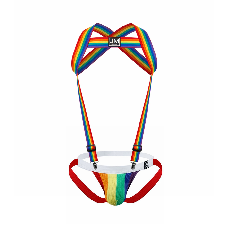 Jockstrap Athletic - Harnais de corps arc-en-ciel, sangle élastique